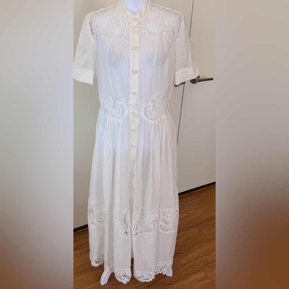 Zimmerman 100% cotton White Lace Maxi Dress - Picture 4 of 16